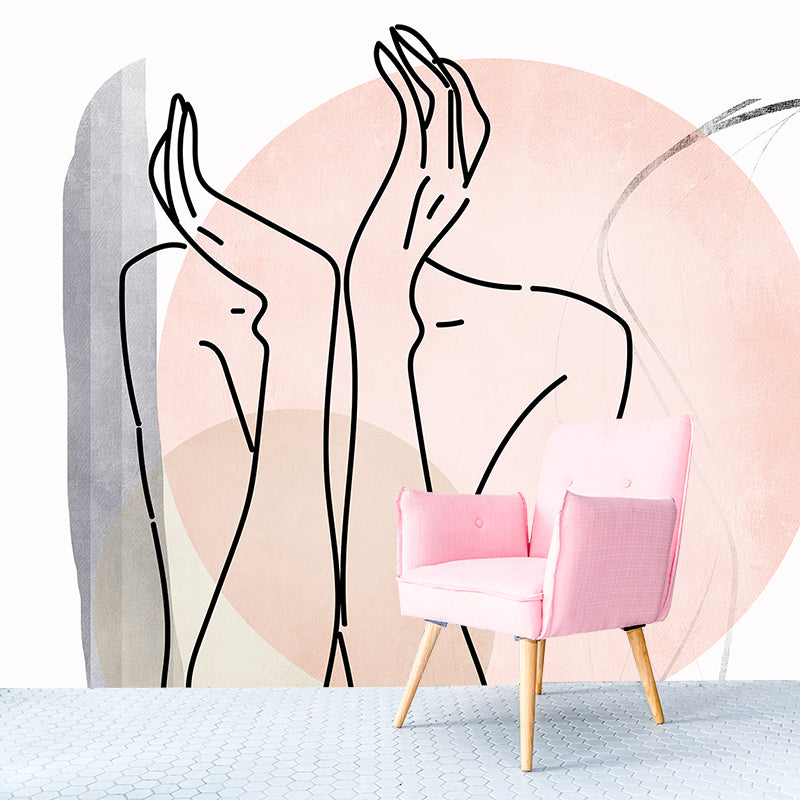 Environment Friendly Wall Mural Wallpaper Line Art Sitting Room Wall Mural