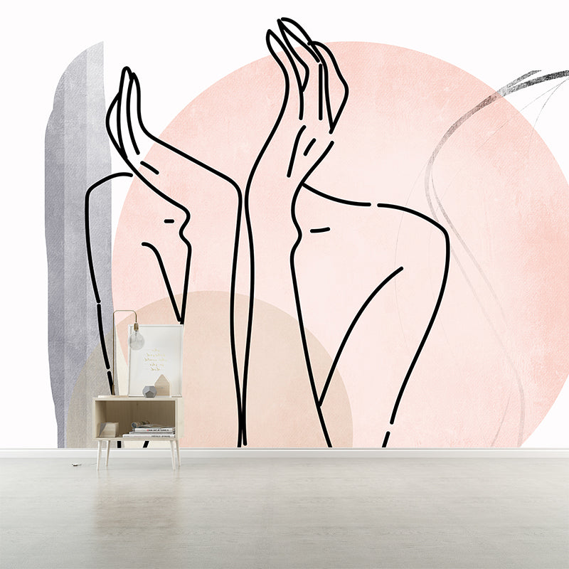 Environment Friendly Wall Mural Wallpaper Line Art Sitting Room Wall Mural