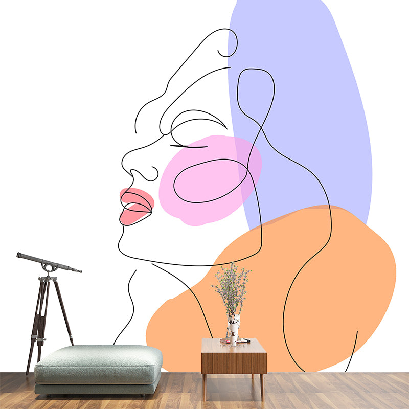 Environment Friendly Wall Mural Wallpaper Line Art Sitting Room Wall Mural