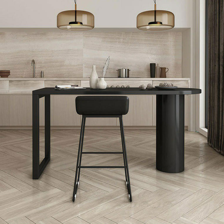 Specialty Wood Top Bar Table Matte Finish Contemporary Pub Table