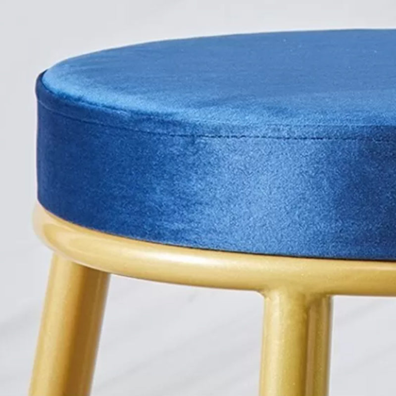 Glam Armless Backrest Counter Stool Iron Dining Room Bar Stool with Velvet Cushion