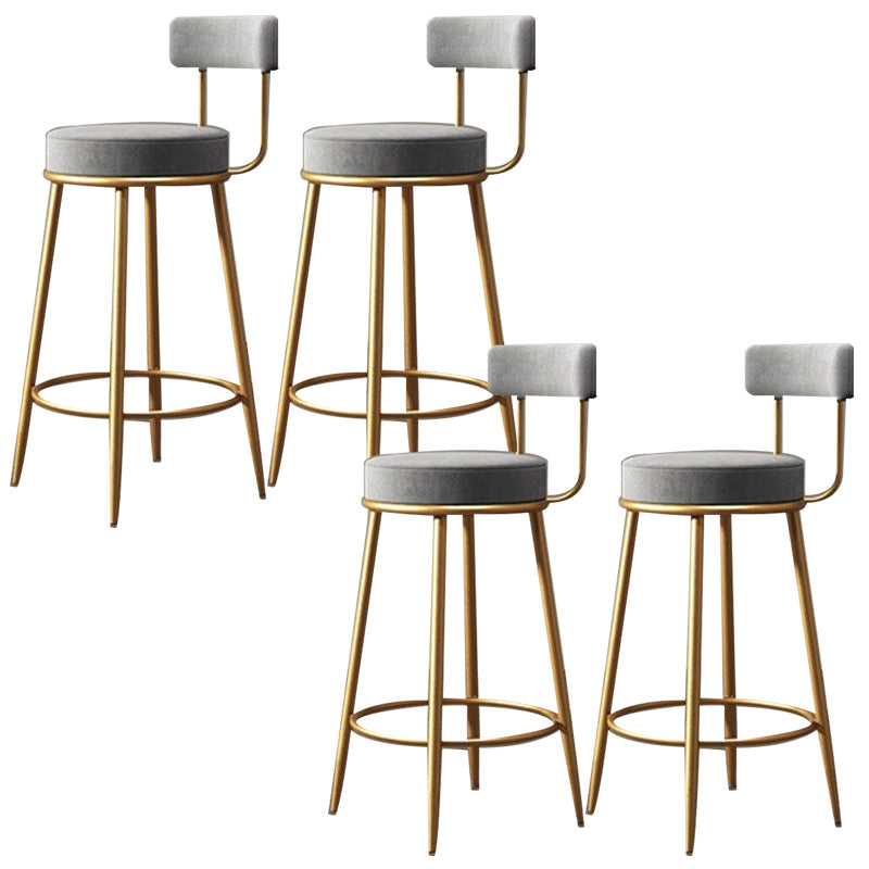 Glam Armless Backrest Counter Stool Iron Dining Room Bar Stool with Velvet Cushion