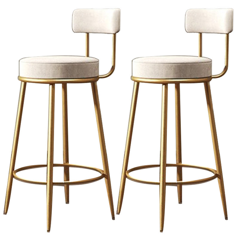 Glam Armless Backrest Counter Stool Iron Dining Room Bar Stool with Velvet Cushion