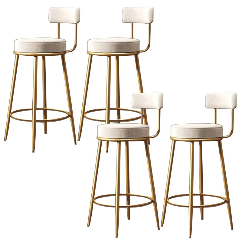 Glam Armless Backrest Counter Stool Iron Dining Room Bar Stool with Velvet Cushion