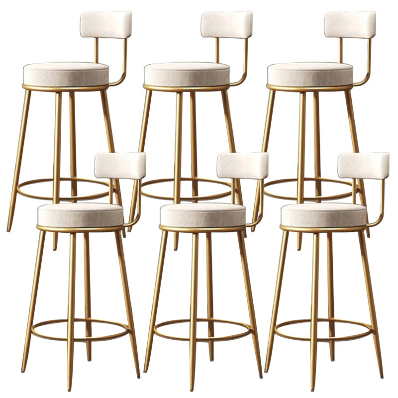 Glam Armless Backrest Counter Stool Iron Dining Room Bar Stool with Velvet Cushion