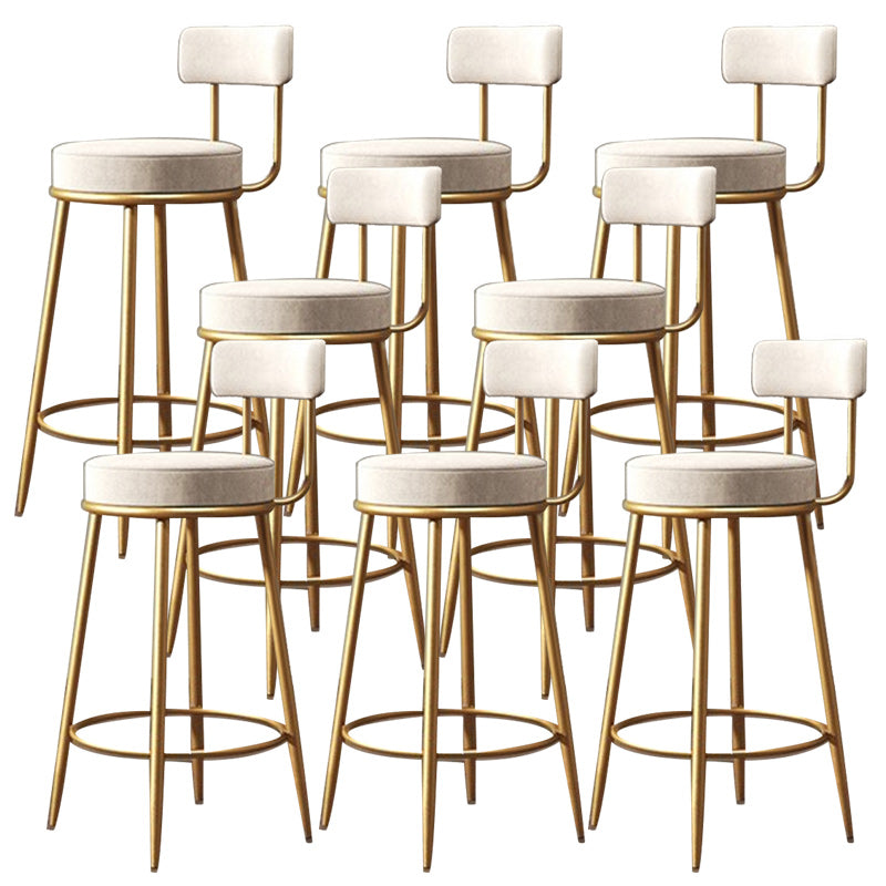 Glam Armless Backrest Counter Stool Iron Dining Room Bar Stool with Velvet Cushion