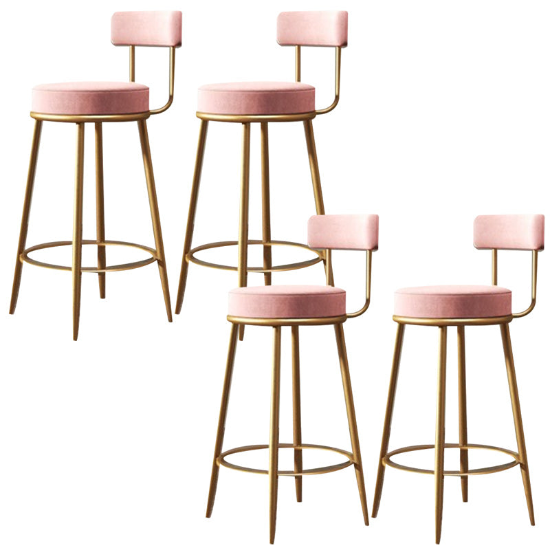 Glam Armless Backrest Counter Stool Iron Dining Room Bar Stool with Velvet Cushion