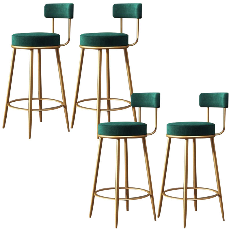Glam Armless Backrest Counter Stool Iron Dining Room Bar Stool with Velvet Cushion