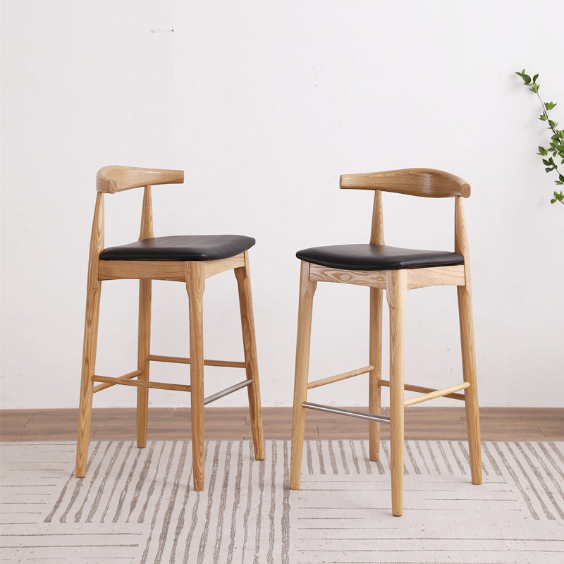 Modern Style Bar-stool Wooden Bar Stool with Wood Legs for Home