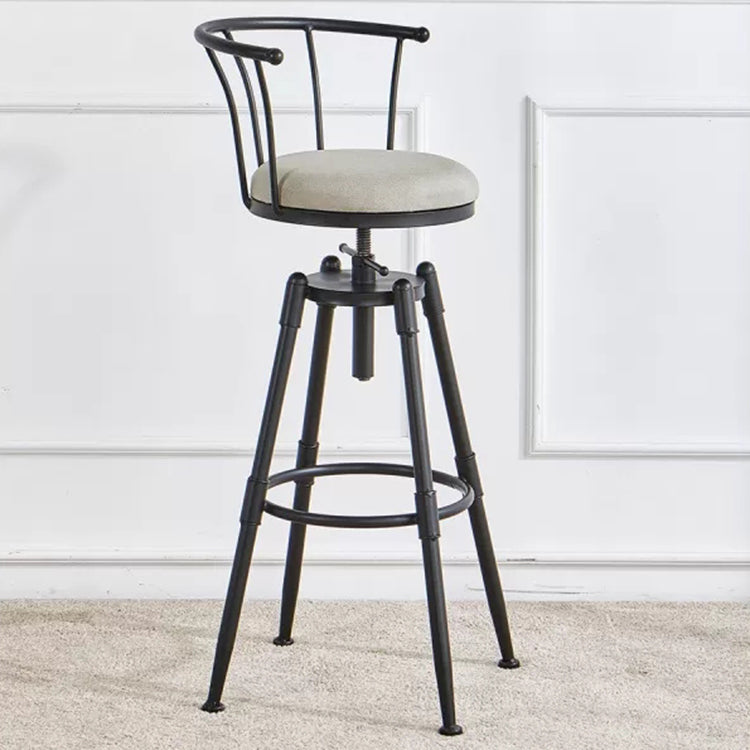 Industrial Backrest Metal Bar Stool Round Furniture in Matte Finish for Home