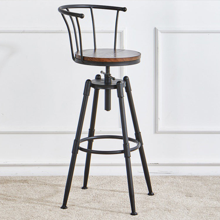 Industrial Backrest Metal Bar Stool Round Furniture in Matte Finish for Home