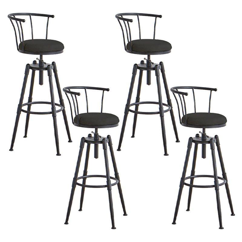 Industrial Backrest Metal Bar Stool Round Furniture in Matte Finish for Home