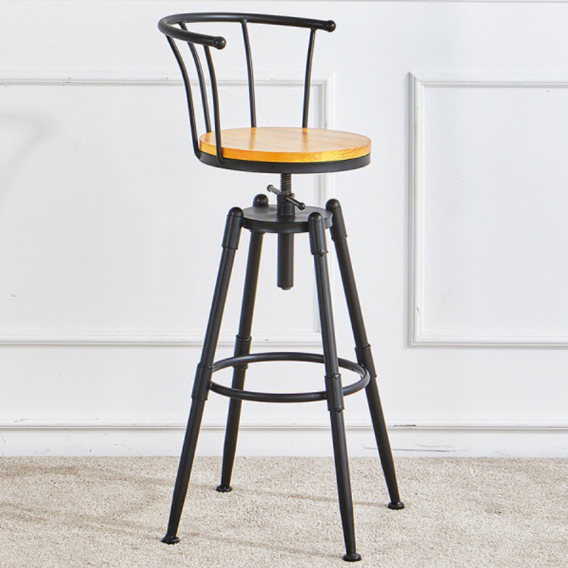 Industrial Backrest Metal Bar Stool Round Furniture in Matte Finish for Home