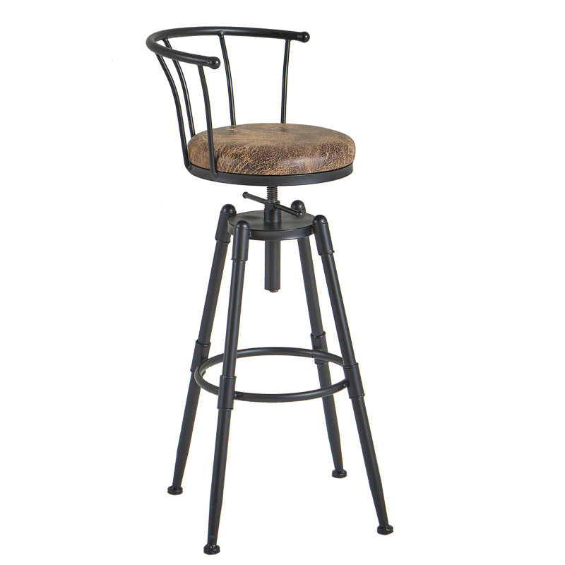 Industrial Backrest Metal Bar Stool Round Furniture in Matte Finish for Home