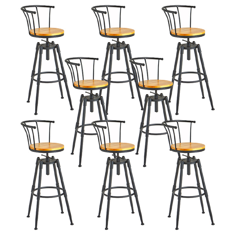 Industrial Backrest Metal Bar Stool Round Furniture in Matte Finish for Home