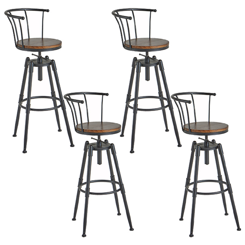Industrial Backrest Metal Bar Stool Round Furniture in Matte Finish for Home