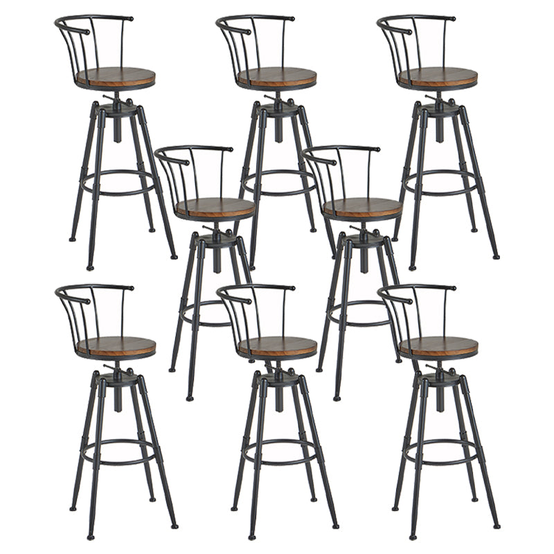 Industrial Backrest Metal Bar Stool Round Furniture in Matte Finish for Home