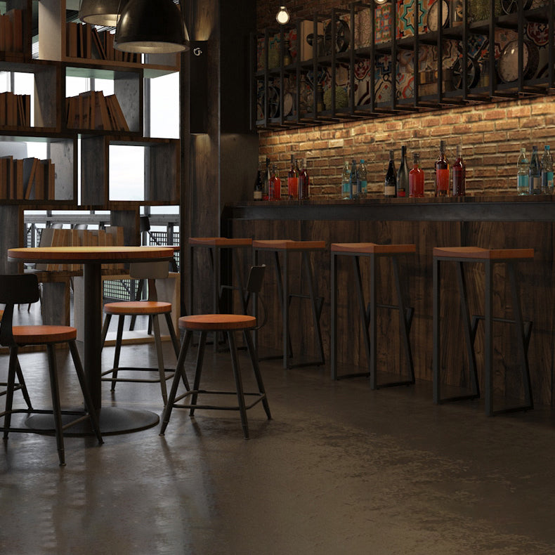 Industrial Rectangle Dining Stool Iron Footrest Bar Stool for Bristol