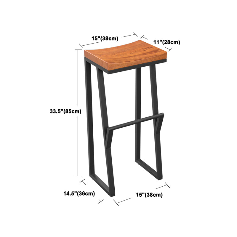 Industrial Rectangle Dining Stool Iron Footrest Bar Stool for Bristol
