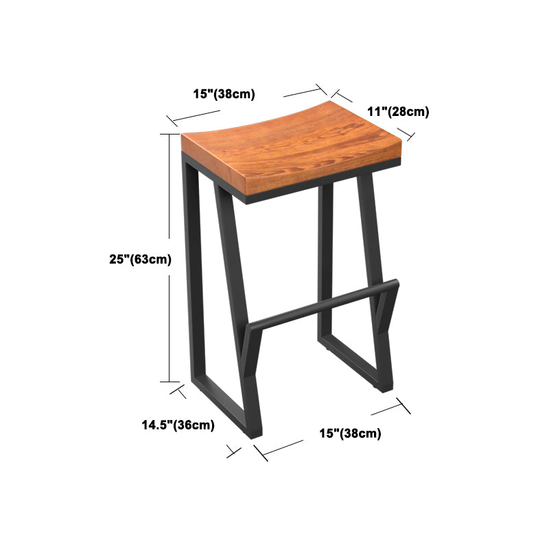 Industrial Rectangle Dining Stool Iron Footrest Bar Stool for Bristol