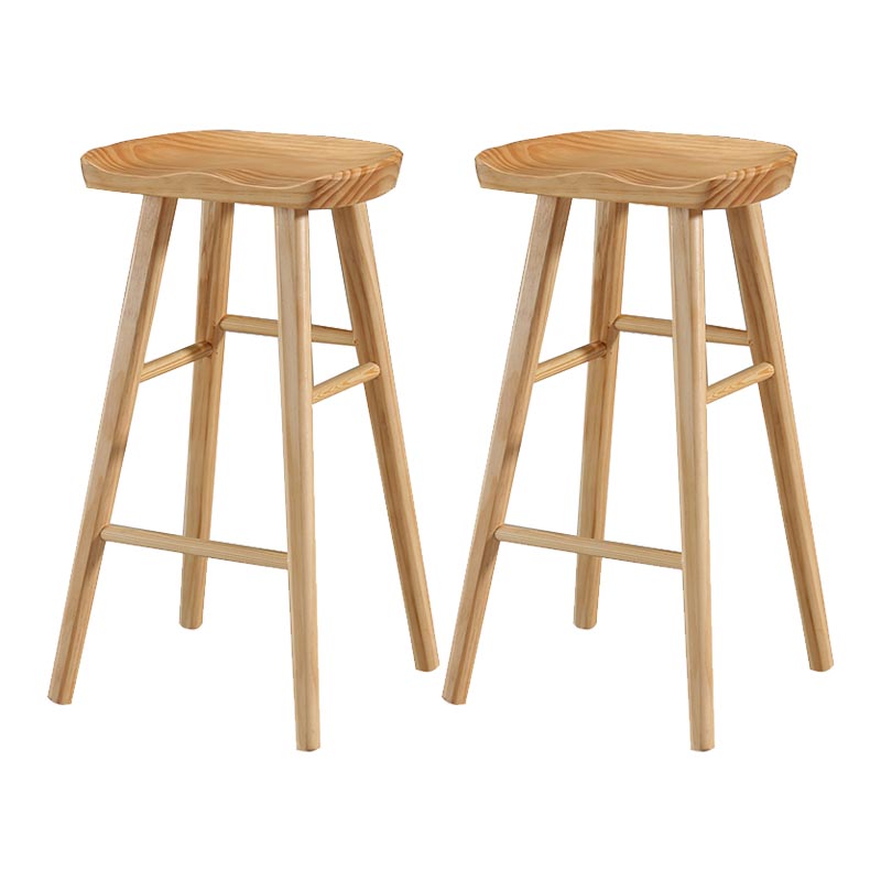 Industrial Contoured Seat Backless Solid Wood Bar Stool for Restaurant