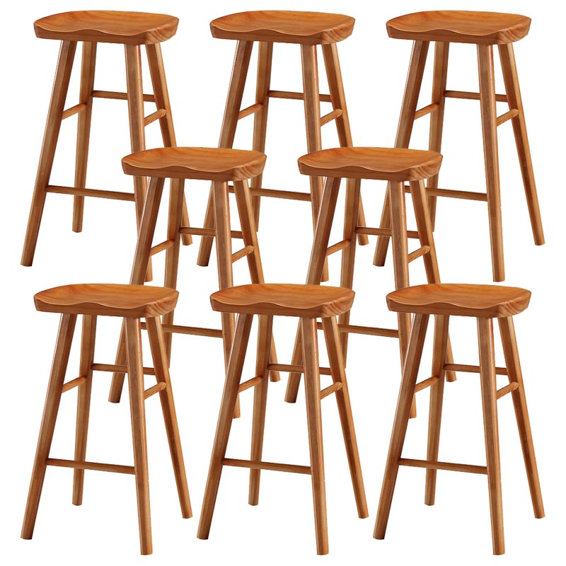Industrial Contoured Seat Backless Solid Wood Bar Stool for Restaurant