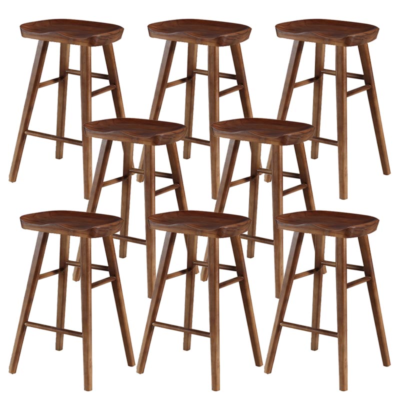 Industrial Contoured Seat Backless Solid Wood Bar Stool for Restaurant