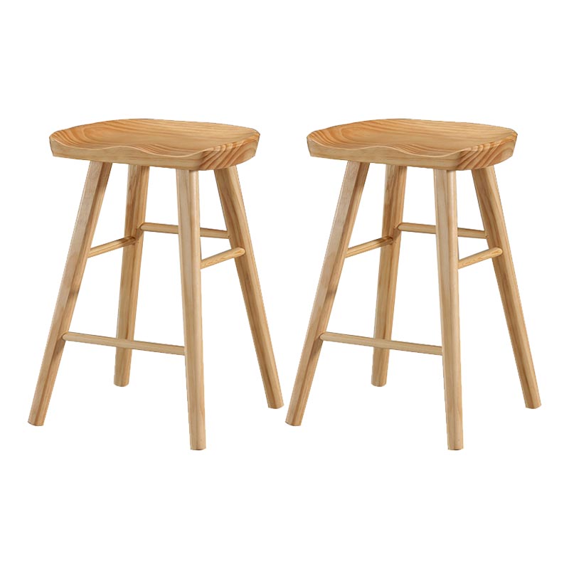 Industrial Contoured Seat Backless Solid Wood Bar Stool for Restaurant