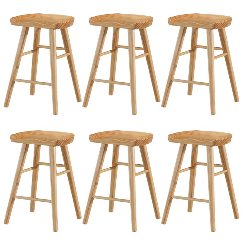 Industrial Contoured Seat Backless Solid Wood Bar Stool for Restaurant