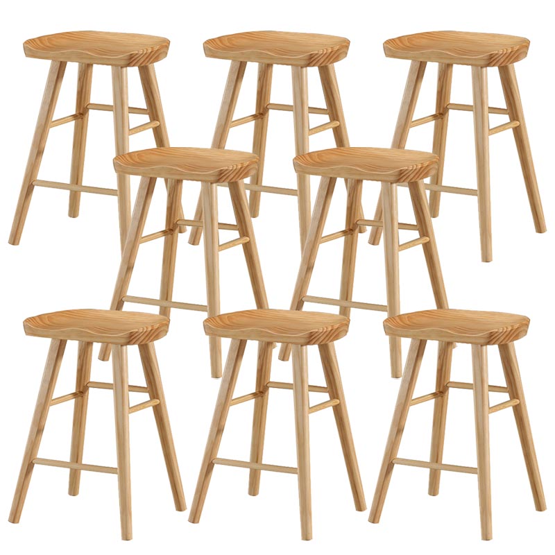 Industrial Contoured Seat Backless Solid Wood Bar Stool for Restaurant