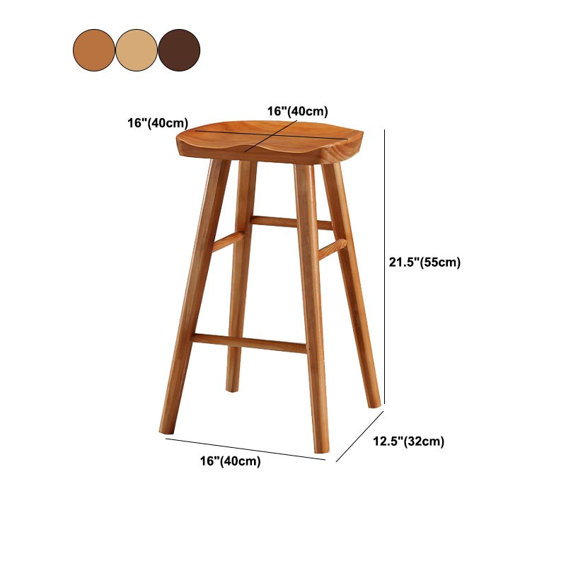 Industrial Contoured Seat Backless Solid Wood Bar Stool for Restaurant