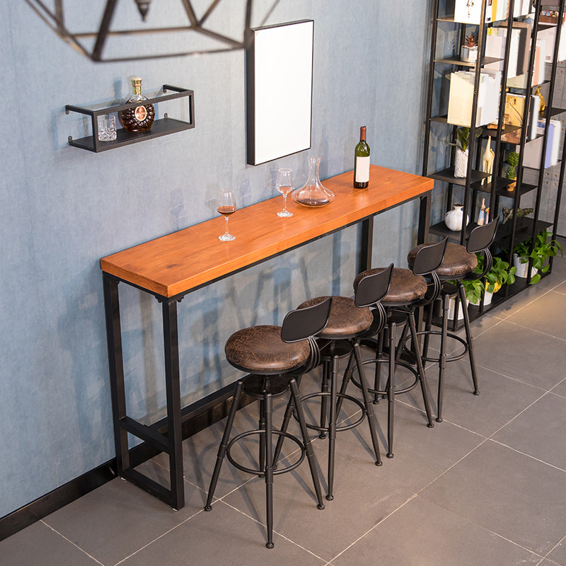 Industrial Solid Wood Bar Table Set 1/5/9 Pieces Counter Table with High Stools