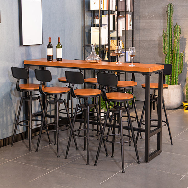 Industrial Solid Wood Bar Table Set 1/5/9 Pieces Counter Table with High Stools