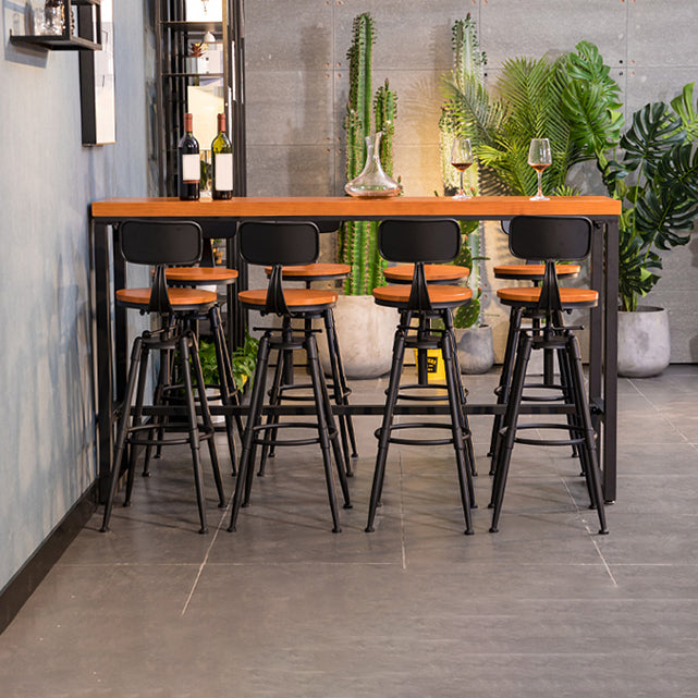 Industrial Solid Wood Bar Table Set 1/5/9 Pieces Counter Table with High Stools