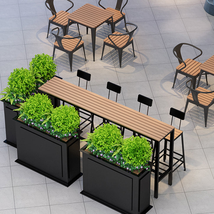 Modern Outdoor Table and Stool Set 1/5 Pieces Wood and Metal Rectangle Bistro Set