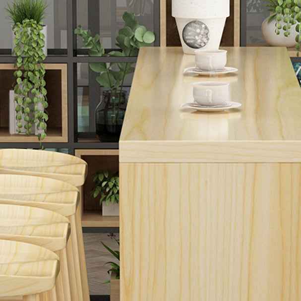 Modern Rectangle Pine Wood Bar Table Set 1/5/9 Pieces Counter Table with Backless Stools