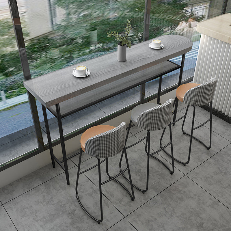 Living Room Modern Pub Set 1/2/4/7 Pieces Oval Wood Bar Stool and Table Set