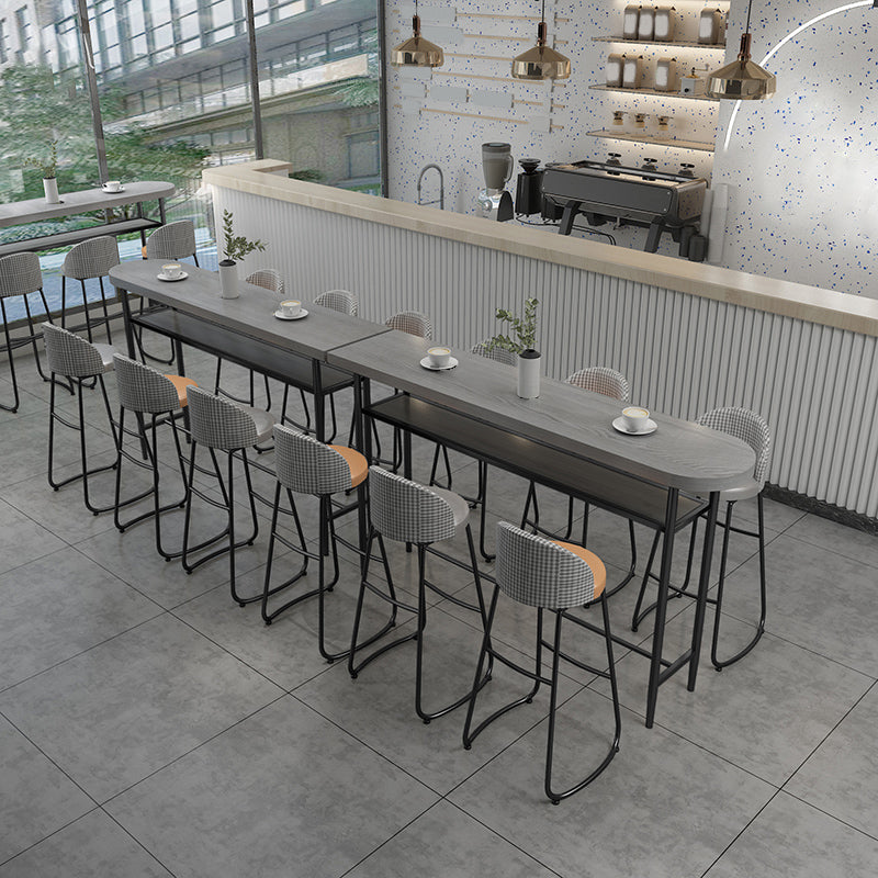 Living Room Modern Pub Set 1/2/4/7 Pieces Oval Wood Bar Stool and Table Set