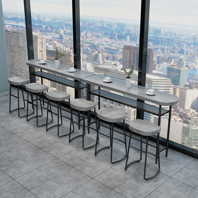 Living Room Modern Pub Set 1/2/4/7 Pieces Oval Wood Bar Stool and Table Set