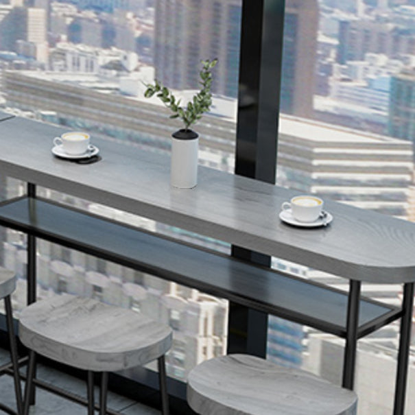 Living Room Modern Pub Set 1/2/4/7 Pieces Oval Wood Bar Stool and Table Set