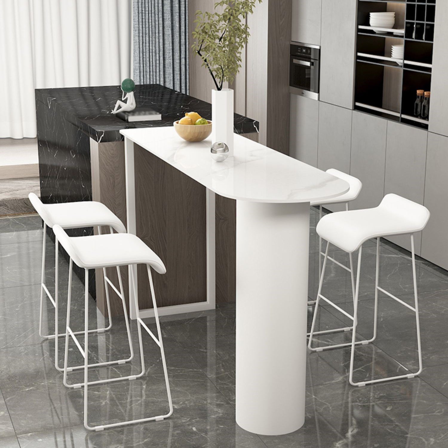 1/2/5 Pieces Modern Bar Stool and Table Set Sintered Stone Bar Table Set