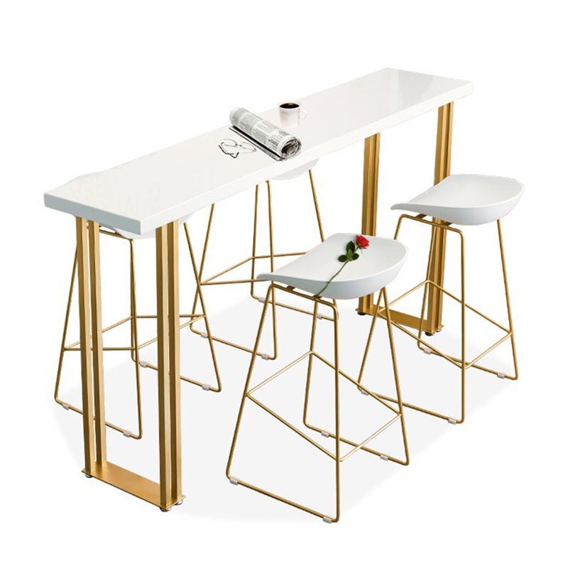 Luxury Rectangle Solid Wood Bar Table Set 1/3/5 Pieces Counter Table with High Stools