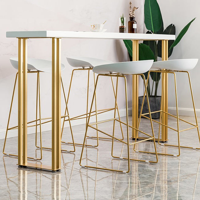 Luxury Rectangle Solid Wood Bar Table Set 1/3/5 Pieces Counter Table with High Stools