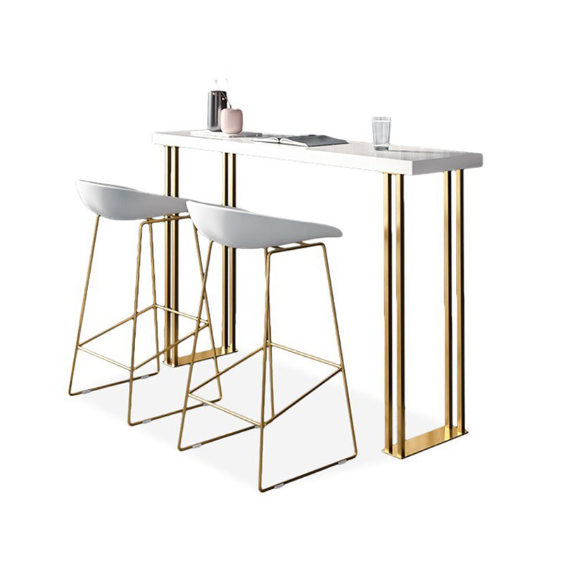 Luxury Rectangle Solid Wood Bar Table Set 1/3/5 Pieces Counter Table with High Stools