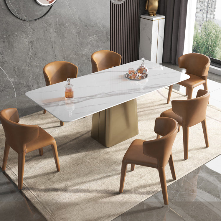 Glam Dining Set 1/2/4/7 Pieces Sintered Stone Top Table with Wingback Chairs