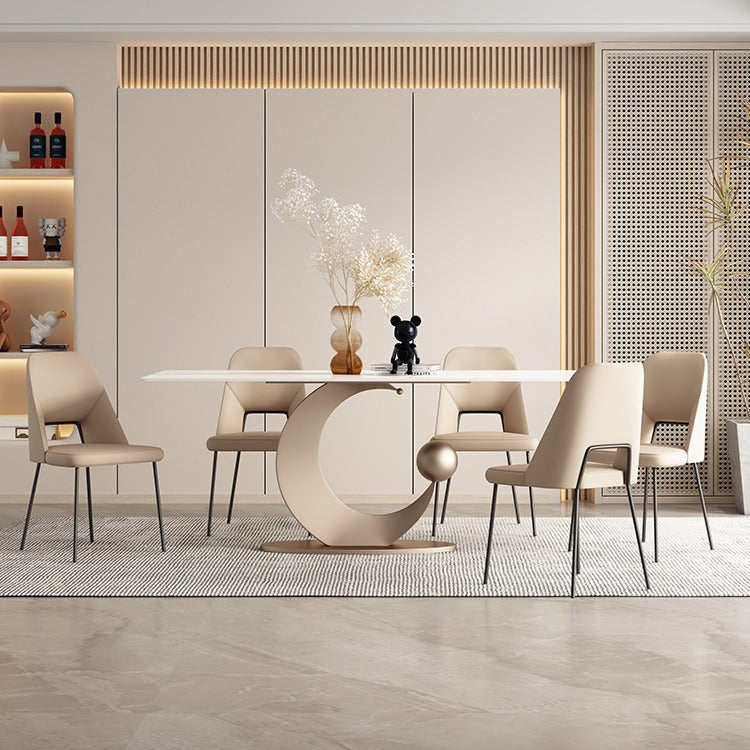 Nordic Sintered Stone Top Dining Set Rectangle 1/3/4/5/6/7 Pieces Dining Room Table Set