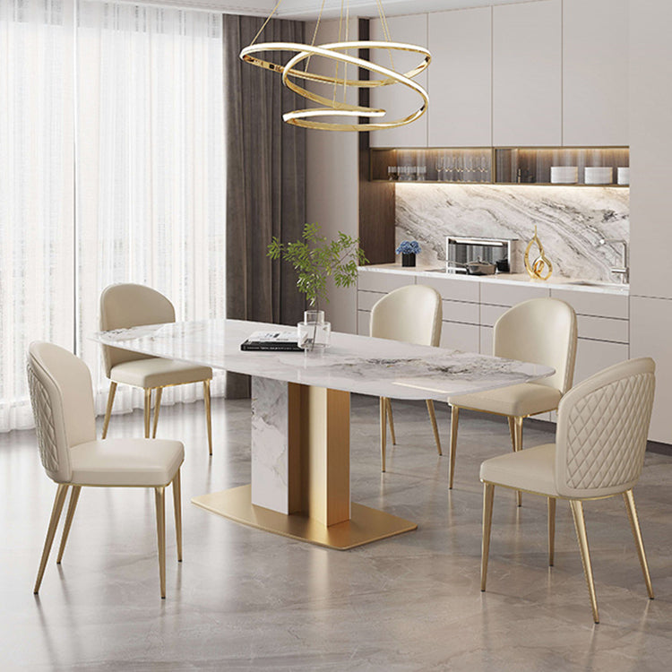 Luxurious Sintered Stone Top Dining Set Rectangle 1/4/5/6/7 Pieces Dining Room Table Set