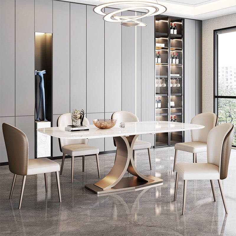 Nordic Sintered Stone Top Dining Set Rectangle 1/4/5/6 Pieces Dining Room Table Set