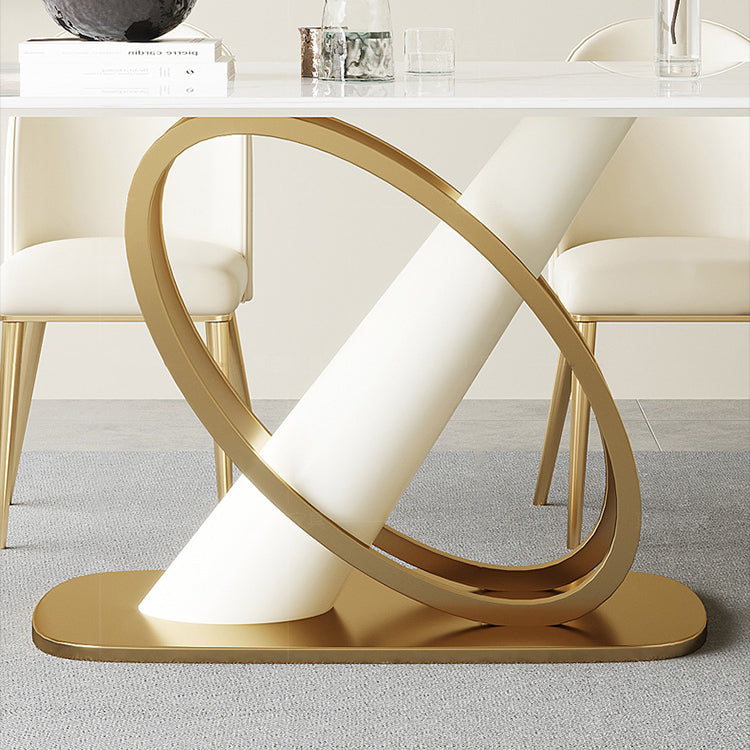 Modern Stone Furniture Set 1/4/5/7 Pcs Standard Height Dining Room Table Set in White