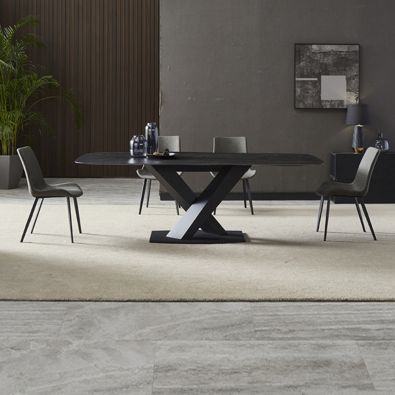 Modern Sintered Stone Dining Set 1/3/4/5 Pcs with Rectangle Table and Side Chairs